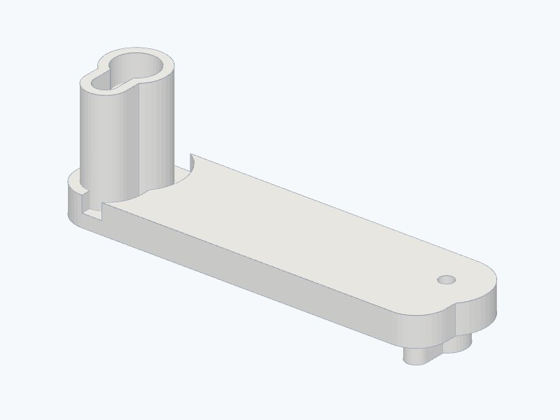 CAD render of the connector arm between the pan servo and the camera