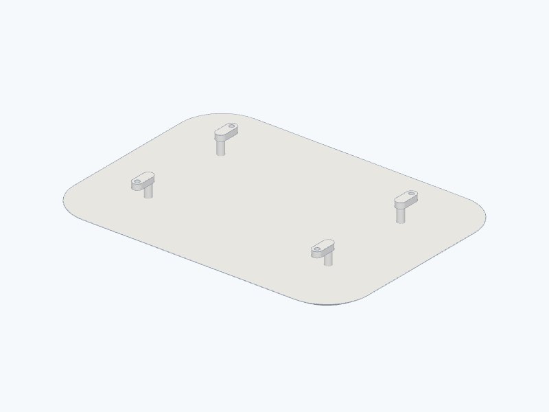 CAD render of the roof plate with mounting pegs