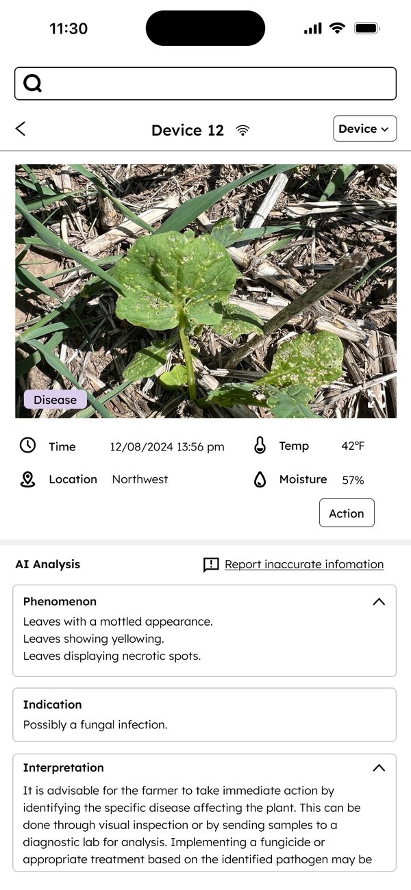 Revised detail screen with AI analysis broken into short phenomenon and indication points