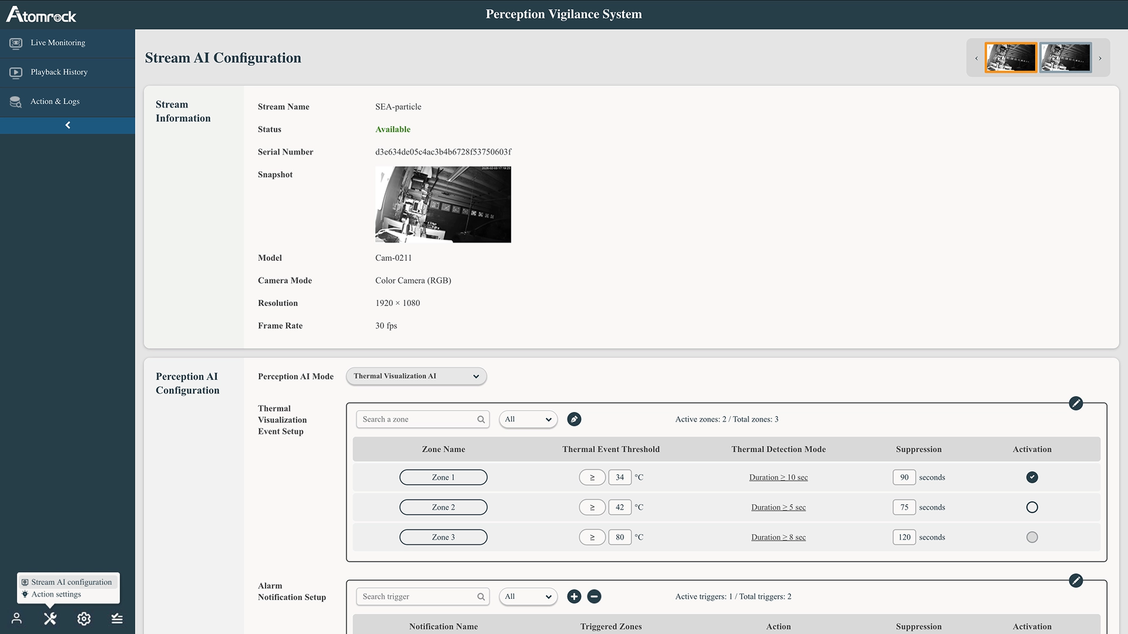 Particle, gas, and thermal visualization for invisible environmental monitoring — thermal zone configuration